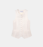 Gilet Monica Toile de Lin et Soie Blanc Cassé