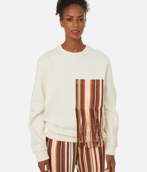 Sweatshirt with fringed pocket