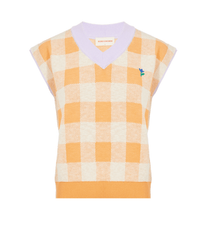 Checked sleeveless sweater