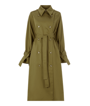 Long cotton poplin trench coat