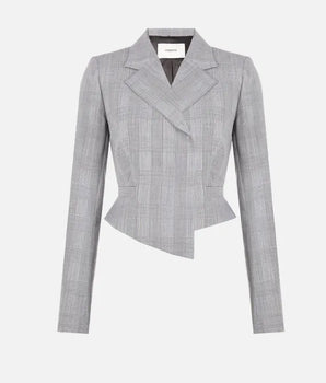 Blazer à carreaux en laine