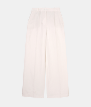 Pantalon de Tailleur Bianca Toile de Lin et Soie Blanc Cassé