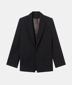 Lauren Gabardine Wool Blazer Jacket Black