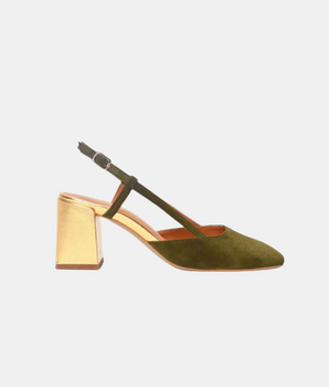 SLINGBACKS WITH ADJUSTABLE STRAPS - Khaki/Gold