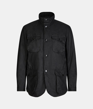 Ogston Wax short parka waxed cotton leather elbow patches