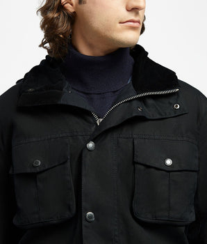 Corbridge mid-length parka with hood in waxed cotton