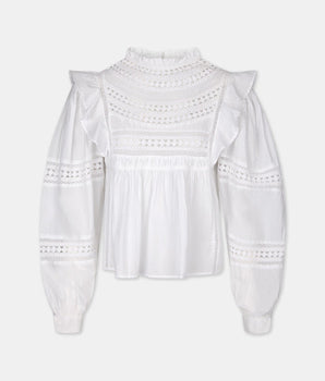 Naya straight blouse with cotton lace details