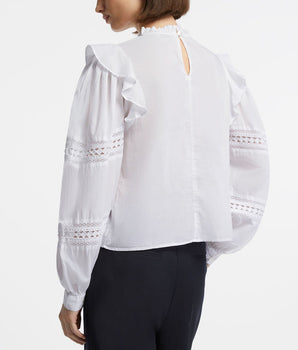 Blouse droite Naya détails dentelle coton