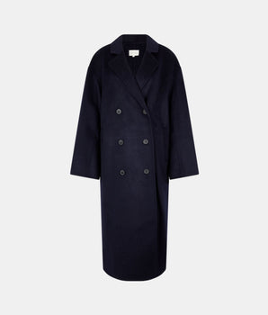 Long straight Borneo wool and cashmere coat