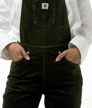 OLIVE GREEN MOM OVERALLS 