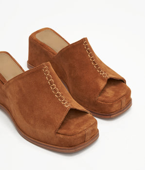 Luca mules in tobacco suede