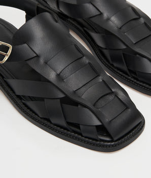 Nora Sandal, Black Leather