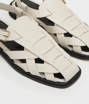 Nora Sandal, Cream Leather