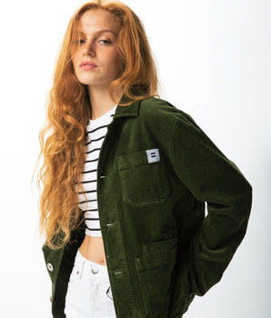 VESTE CÔTELÉ VERT OLIVE