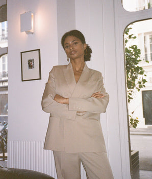 Christy suit jacket in beige wool gabardine