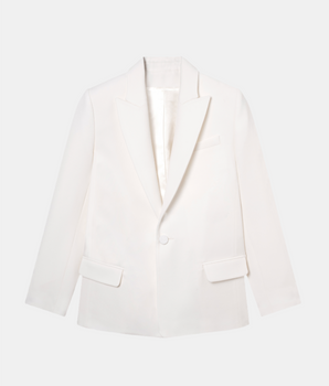 Lauren Gabardine Wool Blazer Jacket Off White