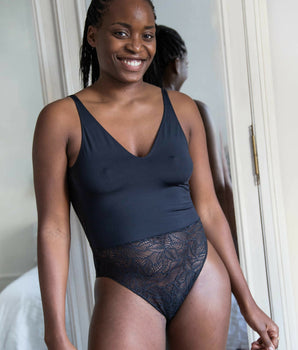 La First Bodysuit - Shadow Black