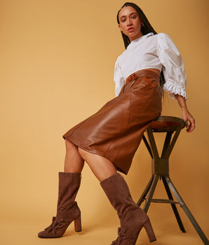 Greta Boot, Chocolate Suede Rafale Market