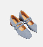 Ruth ballerinas in sky blue linen