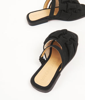 Simone Sandal, Black Linen Rafale Market