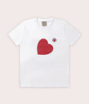 T-shirt blanc et rouge Mon Coeur Rafale Market