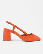 SLINGBACKS WITH ADJUSTABLE STRAPS - Orange suede leather