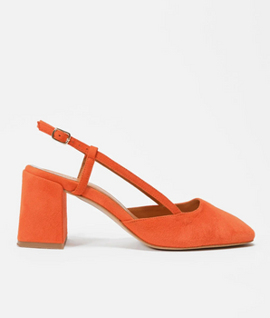 SLINGBACKS WITH ADJUSTABLE STRAPS - Orange suede leather